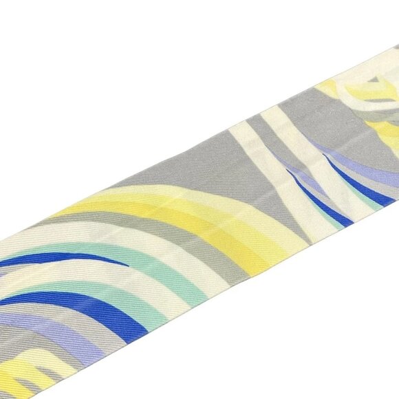 HERMES Twilly - Light gray White Multi Scarf 190-072225 - Picture 4 of 7